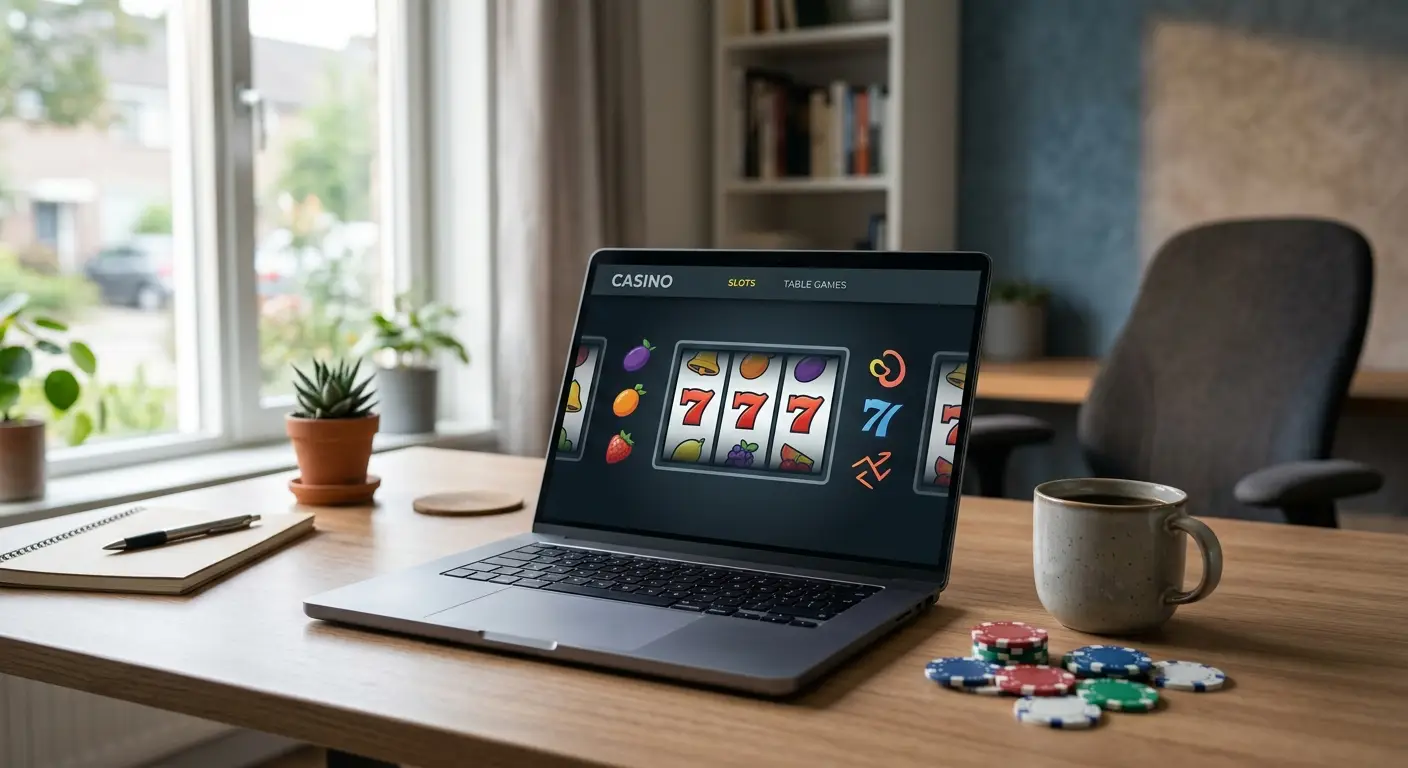 Beste online casino zonder Cruks Nederland 2026 overzicht met laptop en gokfiches